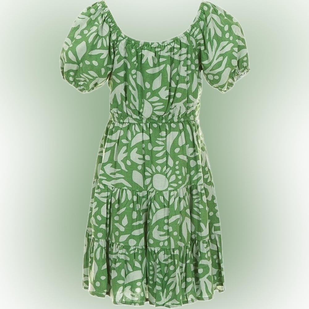 Chelsea & Violet GIRLS NWT Puff Sleeve Printed Ruffled A-Line Dress, Large